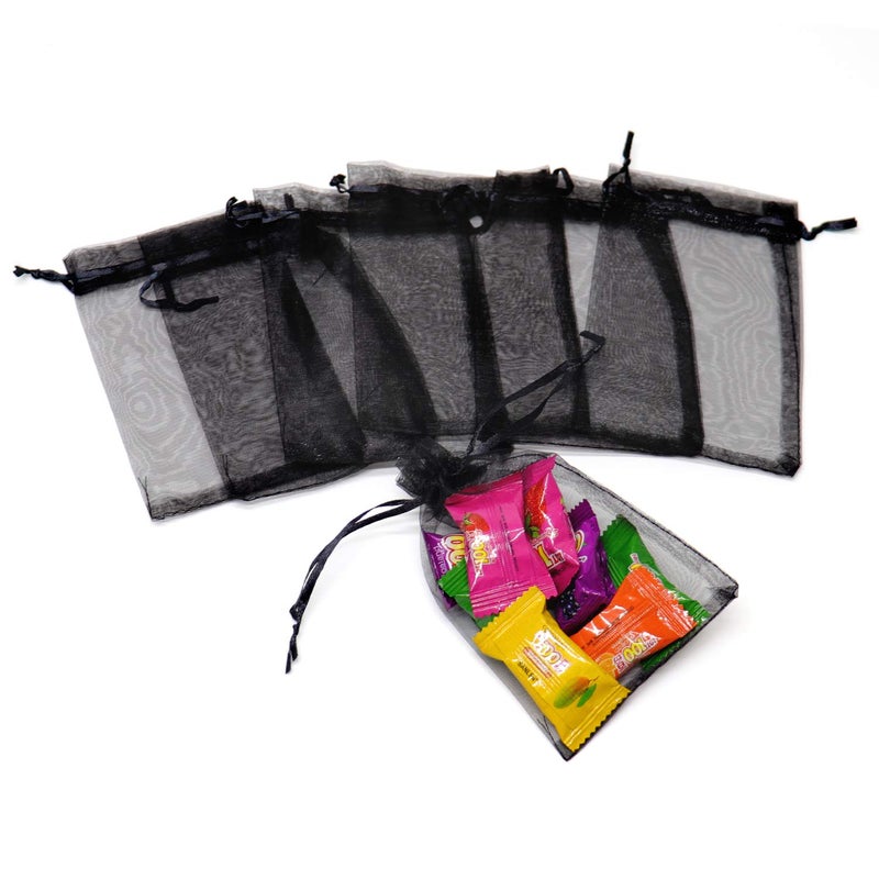 Bezall 100Pcs Black Organza Bags 7x9 inch, Large Halloween Mesh Bags Drawstring Jewelry Gift Pouches Valentine Wedding Party Favor Bag - Image 4
